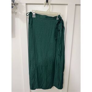 Midi Wrap Skirt in Emerald Green